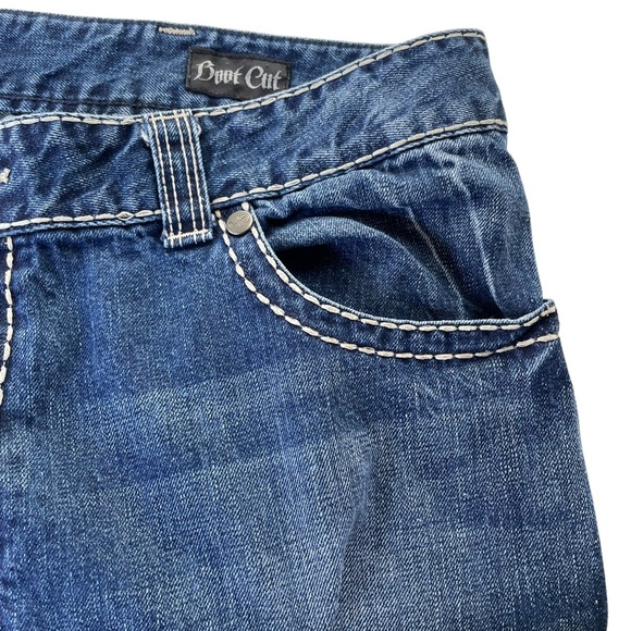 Rock 47 Denim Boot Cut Jeans Thick Accent Stitching in Size 40 x 34 -100% Cotton - Picture 11 of 14